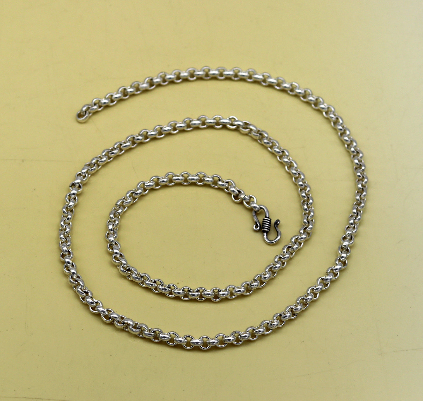 24" solid silver handmade gorgeous rolo chain necklace, excellent customized stylish belly dance necklace jewelry unisex nec59 - TRIBAL ORNAMENTS