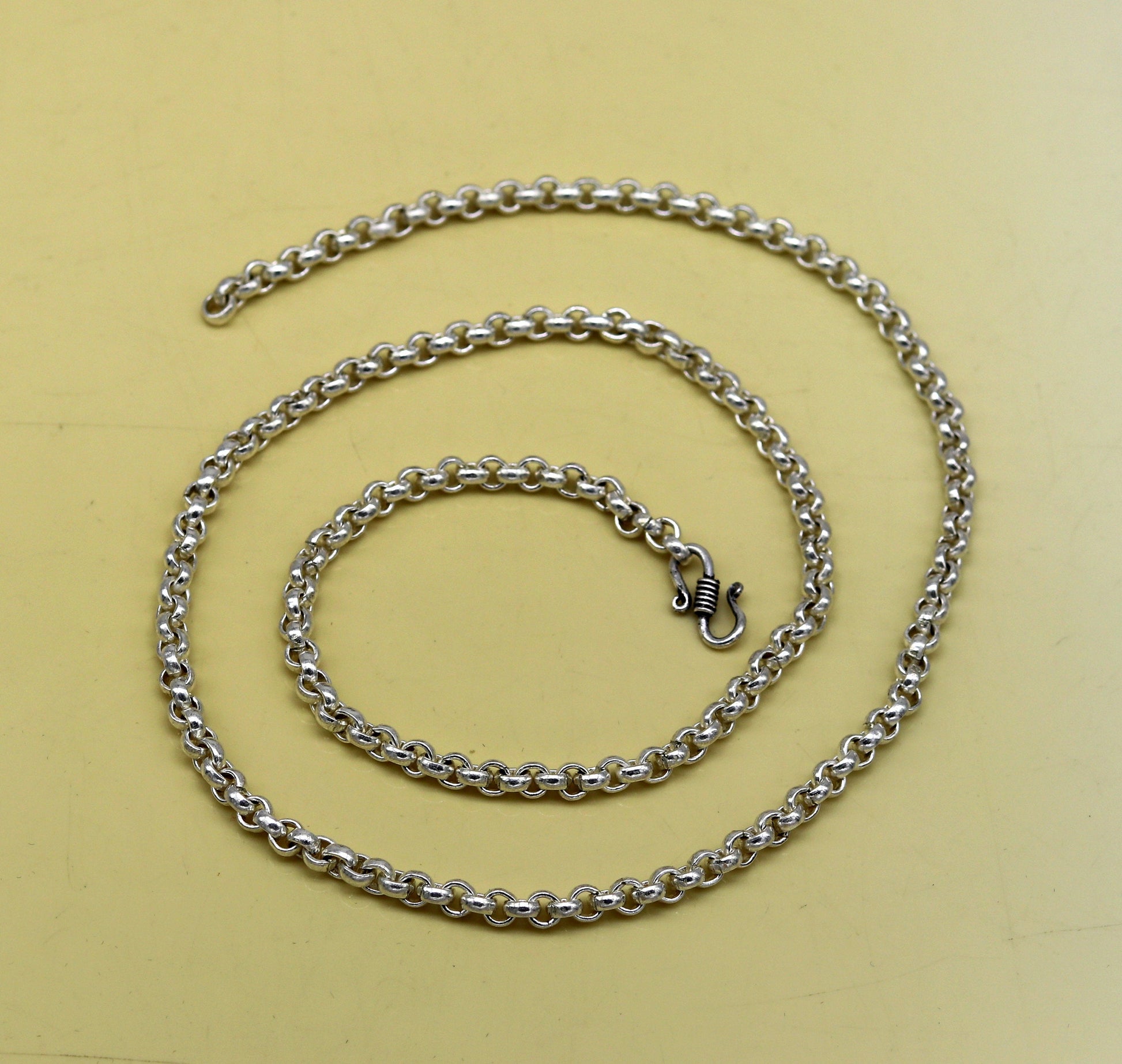 24" solid silver handmade gorgeous rolo chain necklace, excellent customized stylish belly dance necklace jewelry unisex nec59 - TRIBAL ORNAMENTS