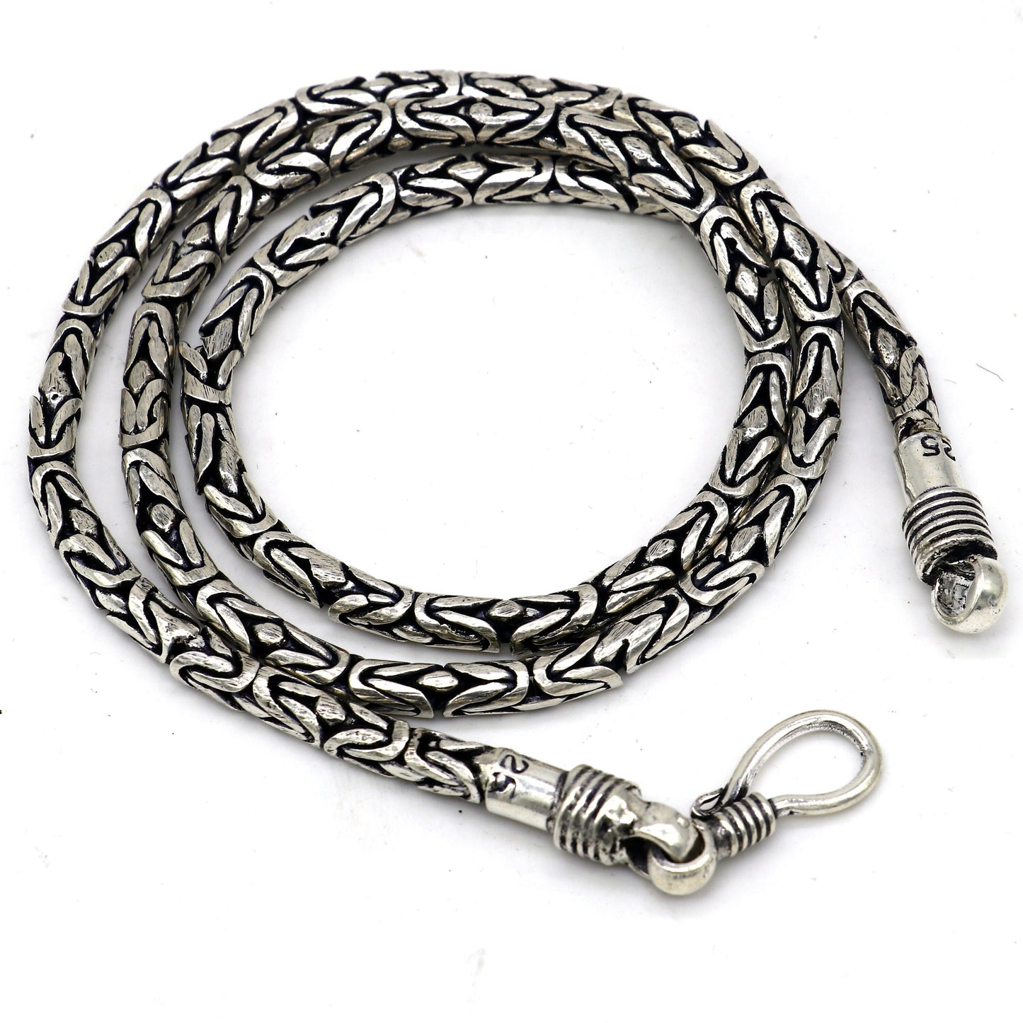 4mm 925 sterling silver Handmade solid vintage byzantine design chain heavy necklace, amazing luxury royal gifting men's jewelry ch573 - TRIBAL ORNAMENTS