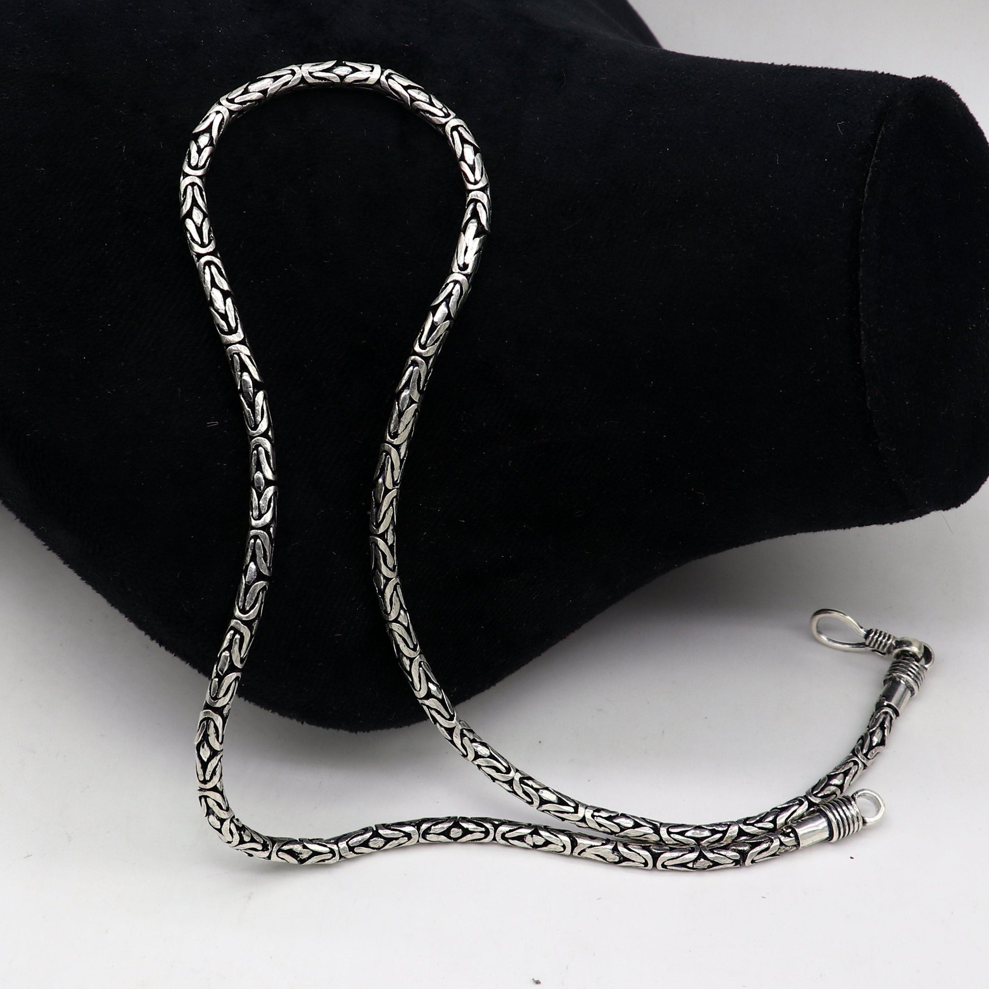 4mm 925 sterling silver Handmade solid vintage byzantine design chain heavy necklace, amazing luxury royal gifting men's jewelry ch573 - TRIBAL ORNAMENTS