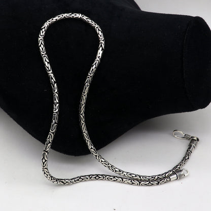 925 sterling silver Byzantine design chain necklace by Tribal Ornaments, 18-inch heavy vintage men's jewelry, luxury royal gift piece