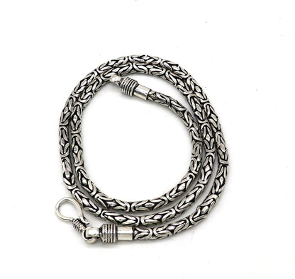 925 sterling silver Byzantine design chain necklace by Tribal Ornaments, handmade vintage heavy men's jewelry, 18-inch length.