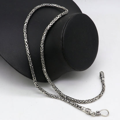 925 sterling silver Byzantine design chain necklace by TRIBAL ORNAMENTS, vintage handmade heavy jewelry for men, 18-inch length.