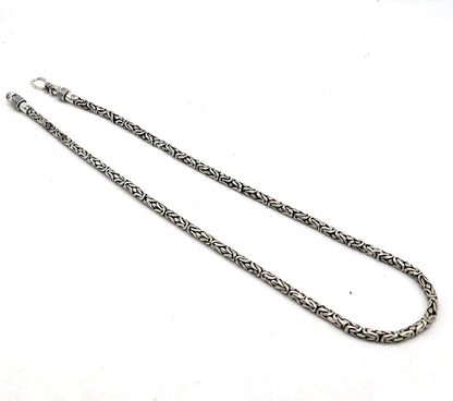 925 sterling silver Byzantine design chain necklace by TRIBAL ORNAMENTS, vintage heavy men's jewelry with intricate handcrafted details.