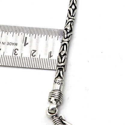 925 sterling silver Byzantine chain heavy necklace by TRIBAL ORNAMENTS, vintage-style men's jewelry with intricate handmade design.