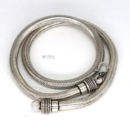 Sterling silver snake chain necklace, 18 inches, 6mm thick, handmade solid 925 silver jewelry, stylish vintage pendant chain