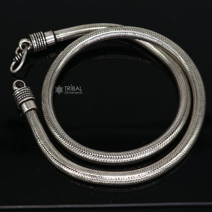 Sterling silver 6mm snake chain necklace from TRIBAL ORNAMENTS, 18 to 24 inches, handmade vintage-style jewelry with a smooth, heavy design.