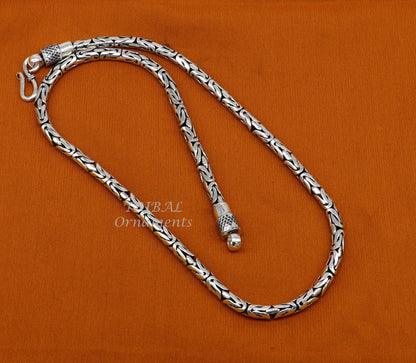 925 solid vintage Byzantine design chain necklace by TRIBAL ORNAMENTS, 18-inch heavy 4 mm gold-tone jewelry with intricate craftsmanship.