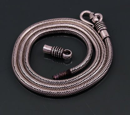 925 sterling silver snake chain necklace with vintage tribal design, 18 to 24 inches, oxidized silver finish, handmade jewelry by TRIBAL ORNAMENTS