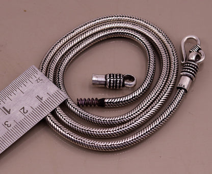925 sterling silver snake chain necklace with pendant, vintage tribal design, oxidized finish, 18 to 24 inches, handmade jewelry by Tribal Ornaments