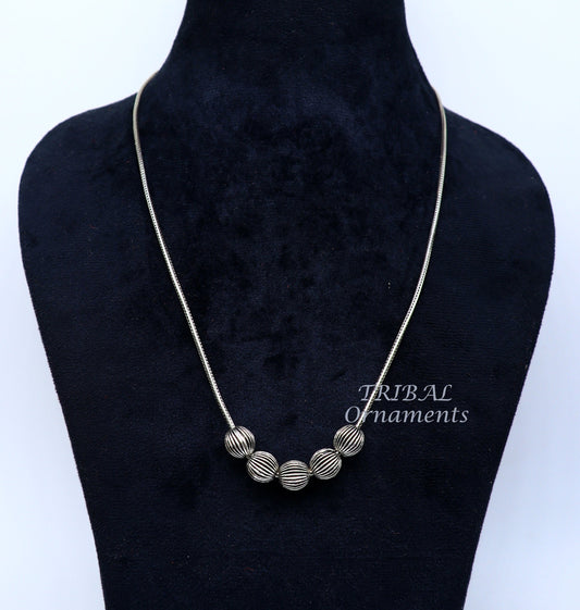 925 sterling silver customized stylish beaded necklace, excellent brides gifting wedding anniversary necklace tribal jewelry set460 - TRIBAL ORNAMENTS