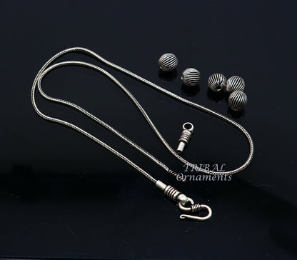 925 sterling silver beaded necklace by TRIBAL ORNAMENTS, stylish tribal jewelry set for brides or wedding anniversary gifts