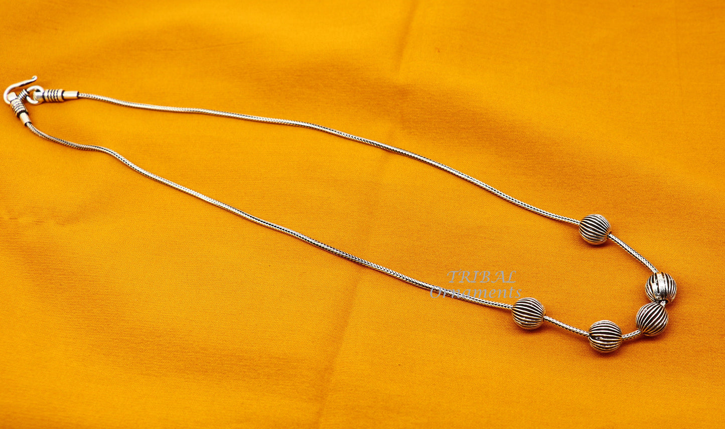 925 sterling silver customized stylish beaded necklace, excellent brides gifting wedding anniversary necklace tribal jewelry set460 - TRIBAL ORNAMENTS