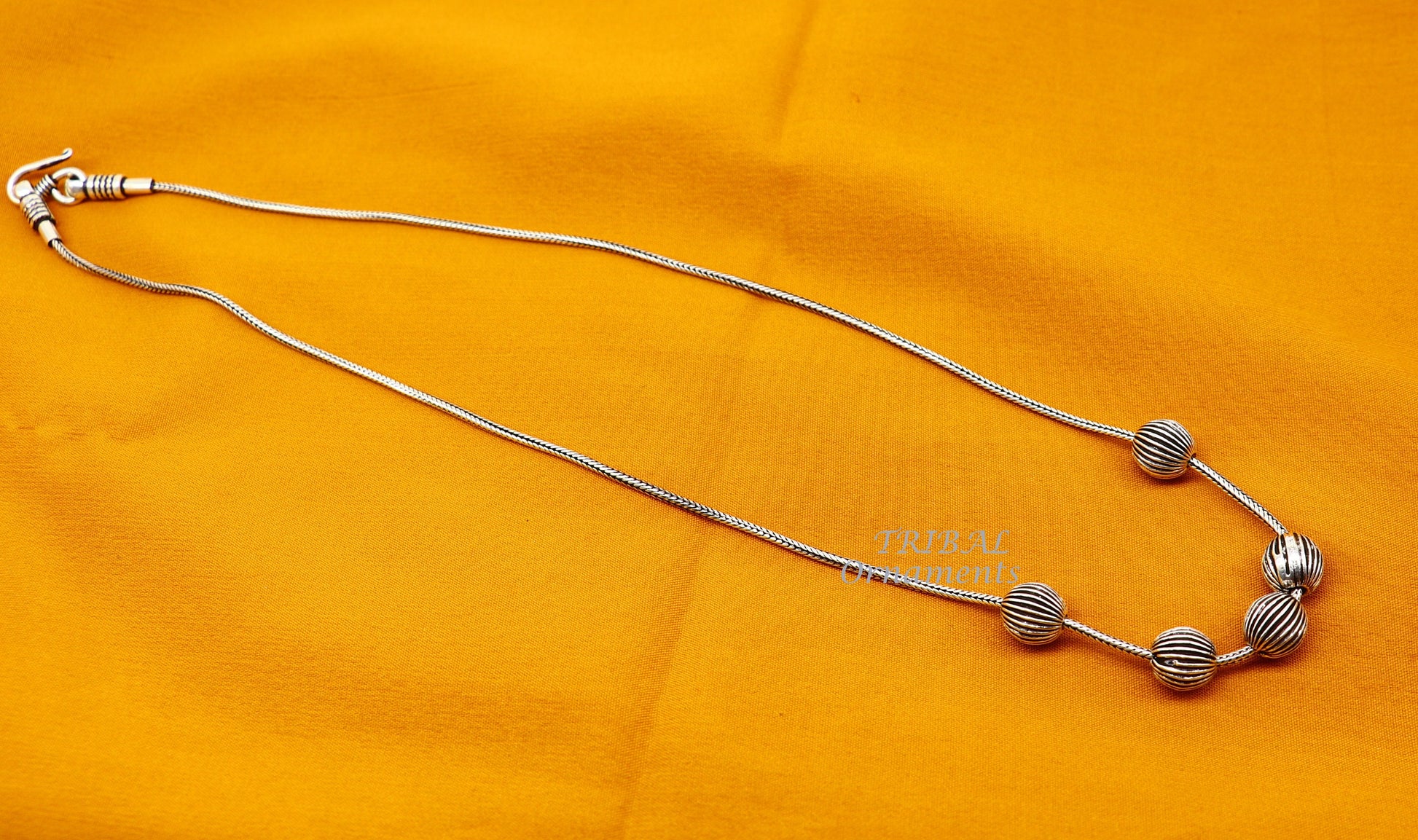 925 sterling silver customized stylish beaded necklace, excellent brides gifting wedding anniversary necklace tribal jewelry set460 - TRIBAL ORNAMENTS