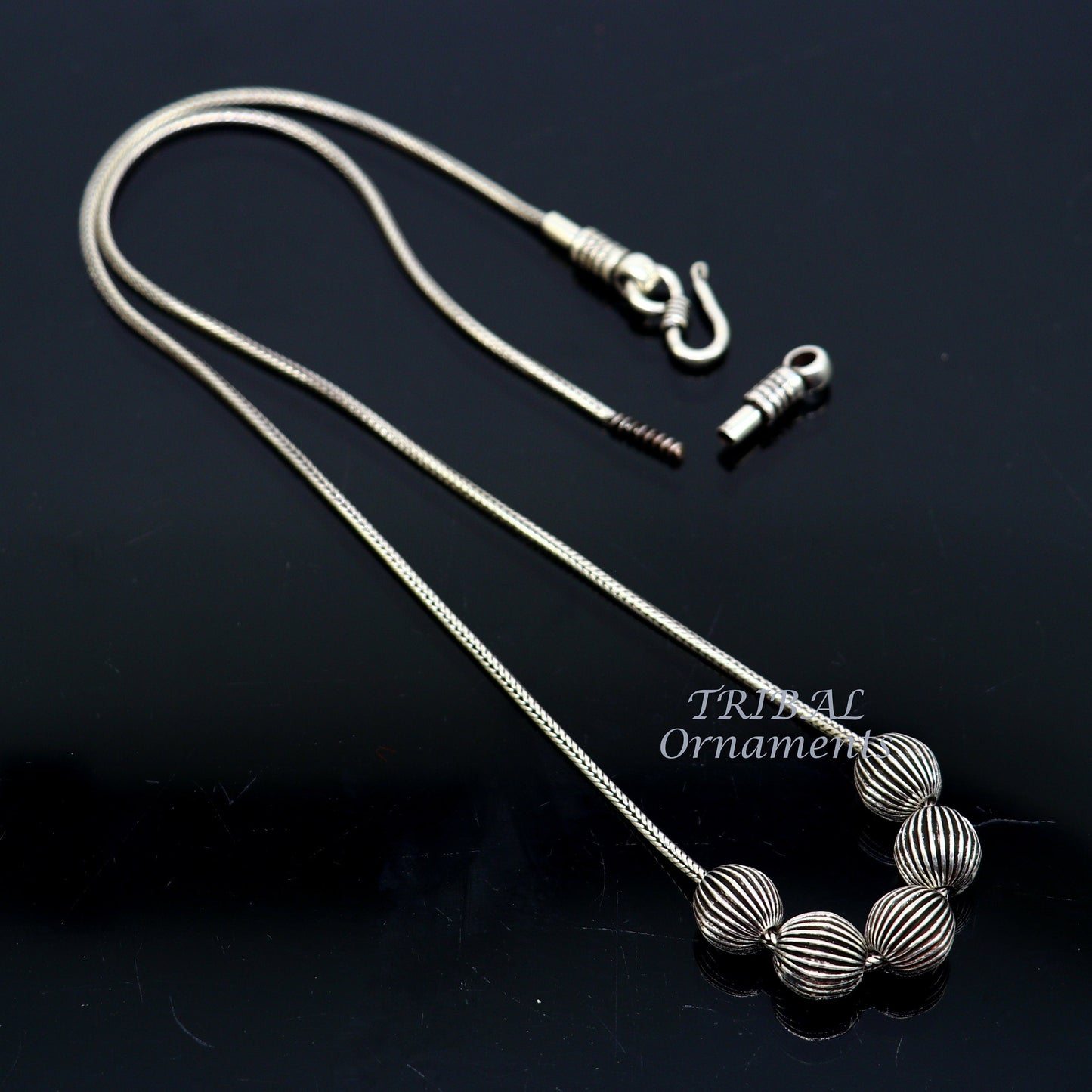 925 sterling silver customized stylish beaded necklace, excellent brides gifting wedding anniversary necklace tribal jewelry set460 - TRIBAL ORNAMENTS