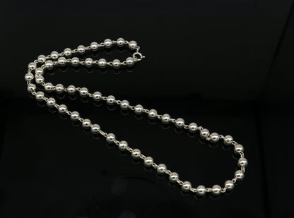 925 silver handmade beaded chain necklace by Tribal Ornaments, 18-inch unisex jewelry for daily wear and gifting.