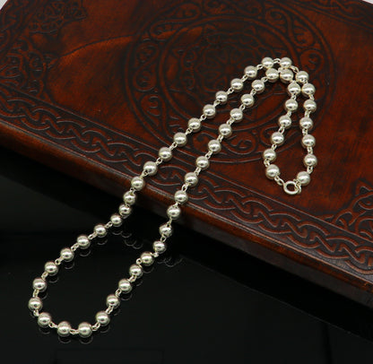 925 sterling silver handmade beaded chain necklace by TRIBAL ORNAMENTS, 18-inch unisex jewelry for daily wear and gifting