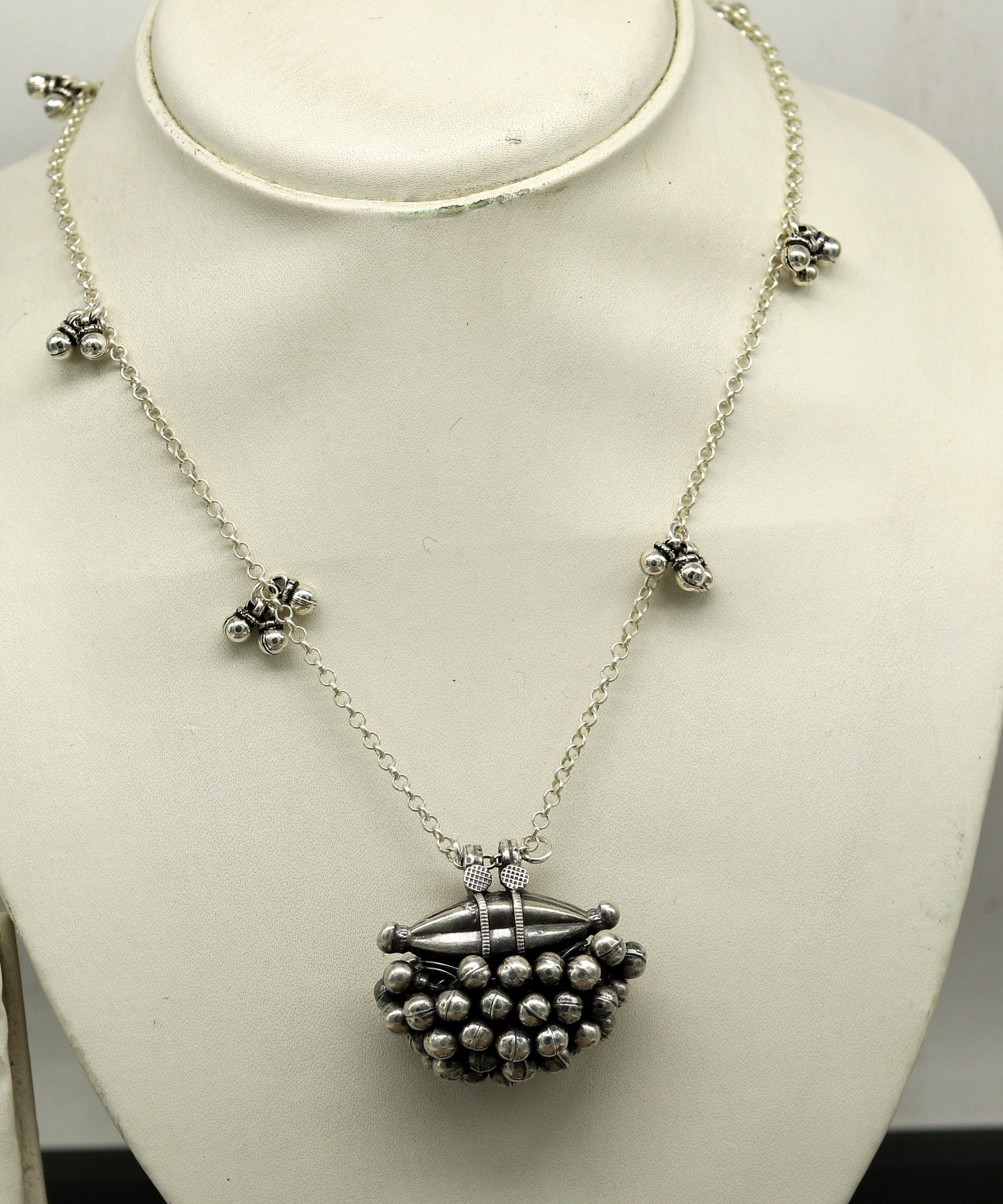 925 sterling silver handmade gorgeous amulet style pendant necklace, fabulous customized necklace tribal belly dance jewelry set123 - TRIBAL ORNAMENTS