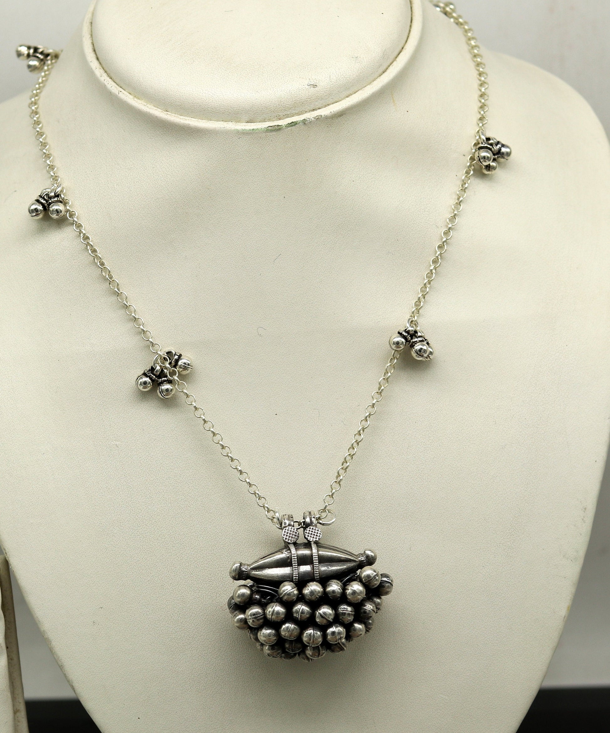 925 sterling silver handmade gorgeous amulet style pendant necklace, fabulous customized necklace tribal belly dance jewelry set123 - TRIBAL ORNAMENTS