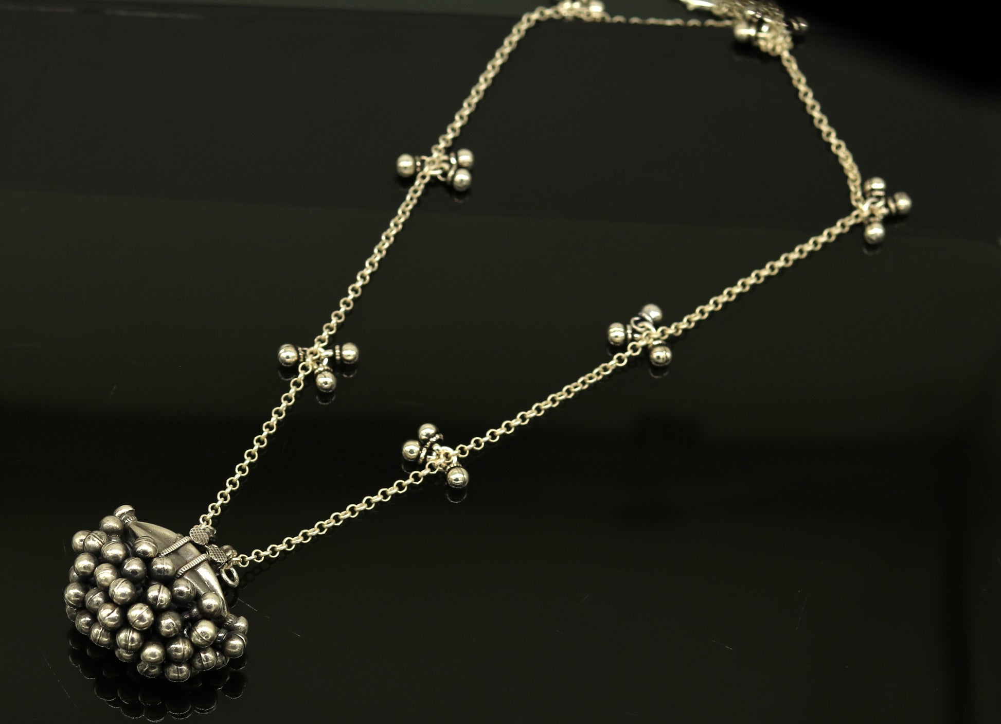 925 sterling silver handmade gorgeous amulet style pendant necklace, fabulous customized necklace tribal belly dance jewelry set123 - TRIBAL ORNAMENTS