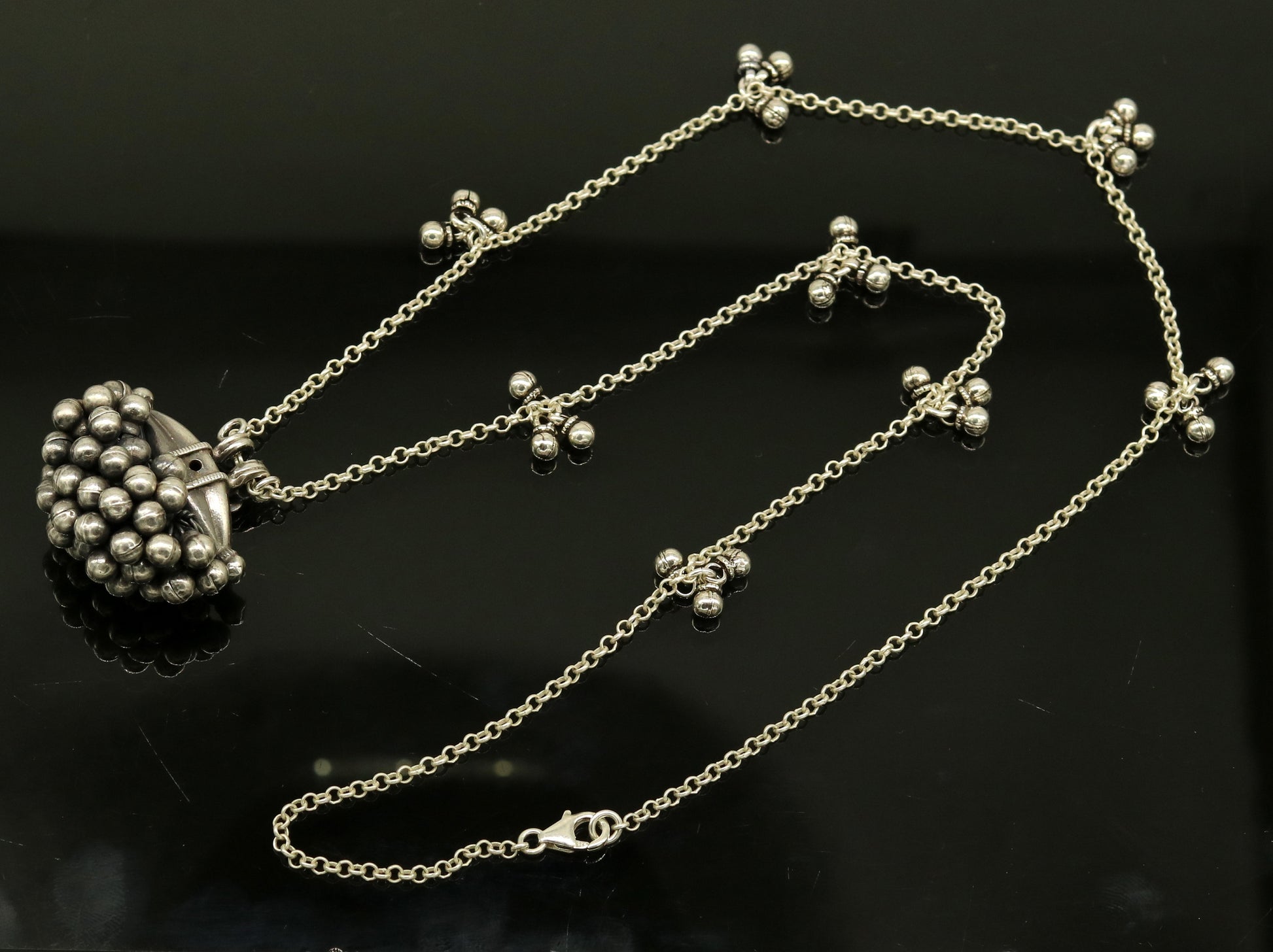 925 sterling silver handmade gorgeous amulet style pendant necklace, fabulous customized necklace tribal belly dance jewelry set123 - TRIBAL ORNAMENTS