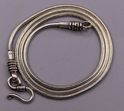 925 sterling silver snake chain necklace with vintage pendant, handmade solid silver jewelry by TRIBAL ORNAMENTS.