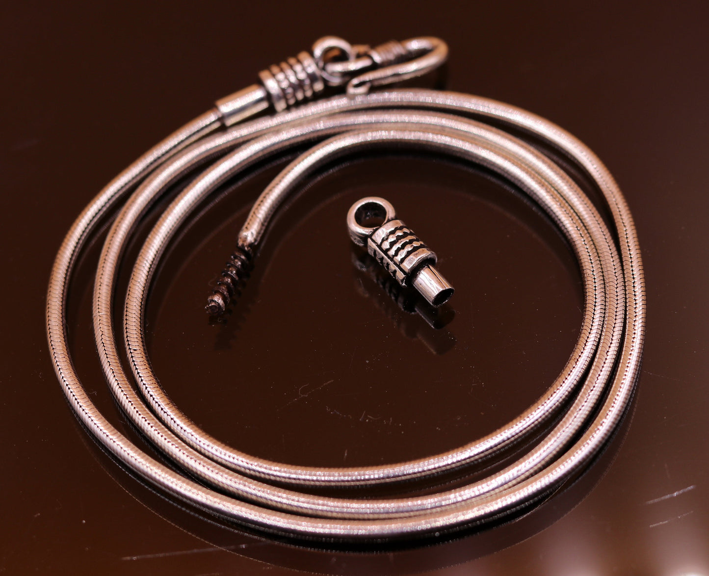 925 sterling silver vintage handmade Solid silver snake chain ,18 inches long screw chain solid antique pendant chain necklace jewelry ch43 - TRIBAL ORNAMENTS