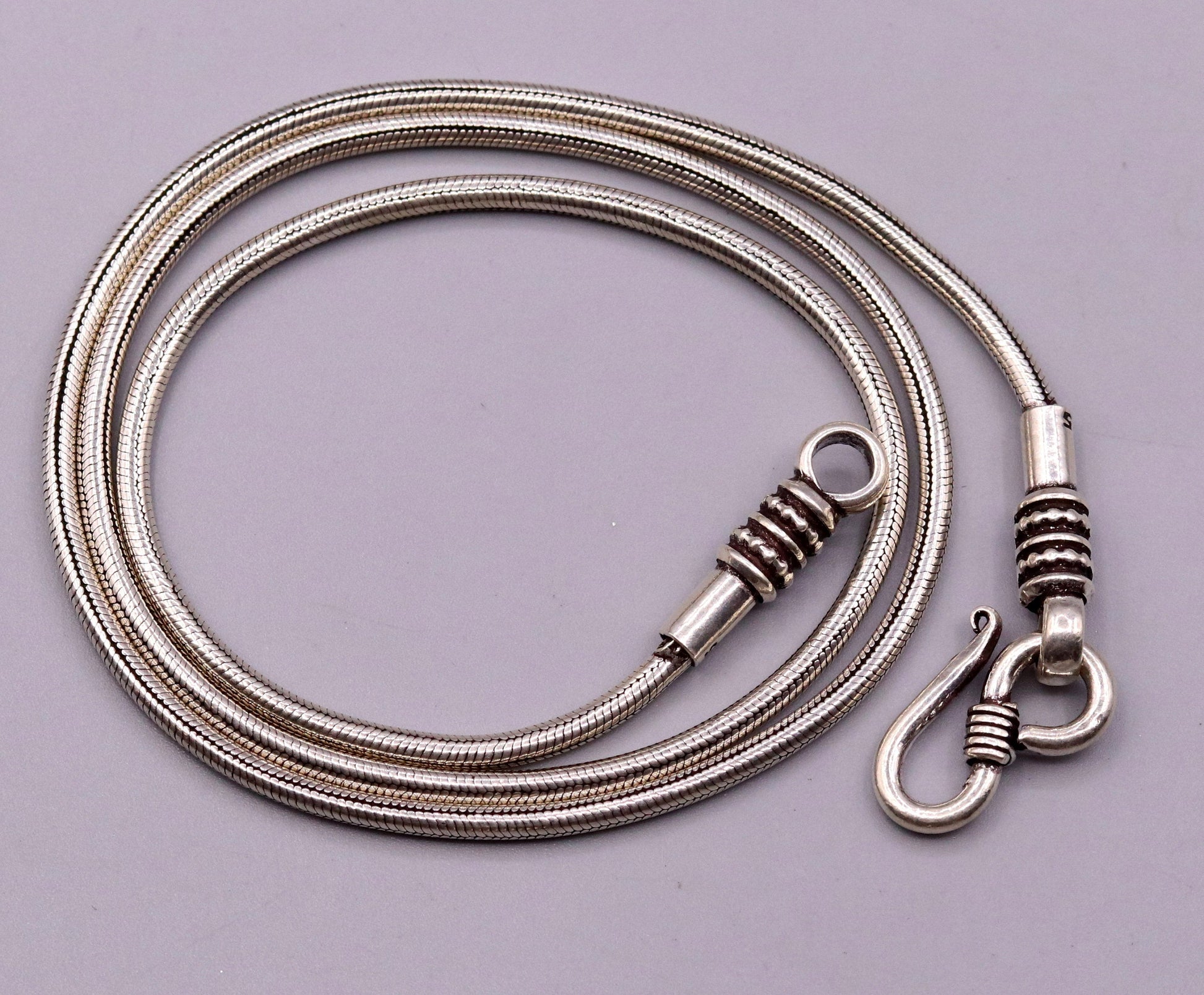 925 sterling silver vintage handmade Solid silver snake chain ,18 inches long screw chain solid antique pendant chain necklace jewelry ch43 - TRIBAL ORNAMENTS