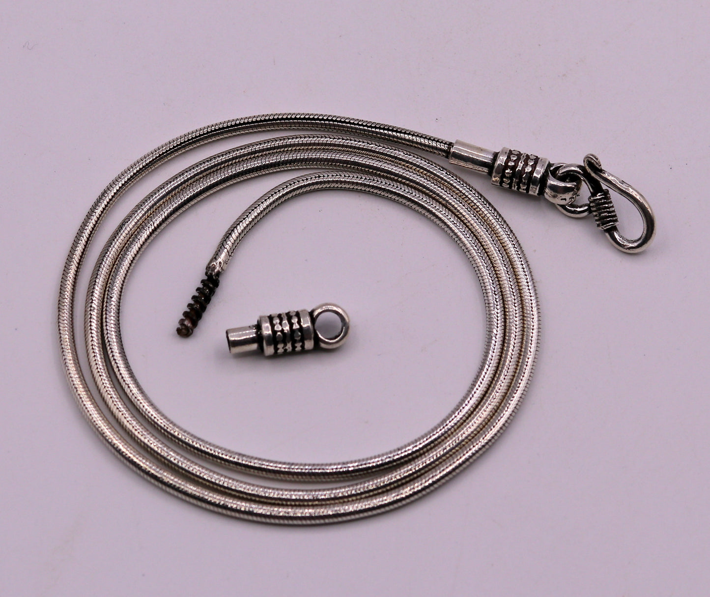 925 sterling silver vintage handmade Solid silver snake chain ,18 inches long screw chain solid antique pendant chain necklace jewelry ch43 - TRIBAL ORNAMENTS