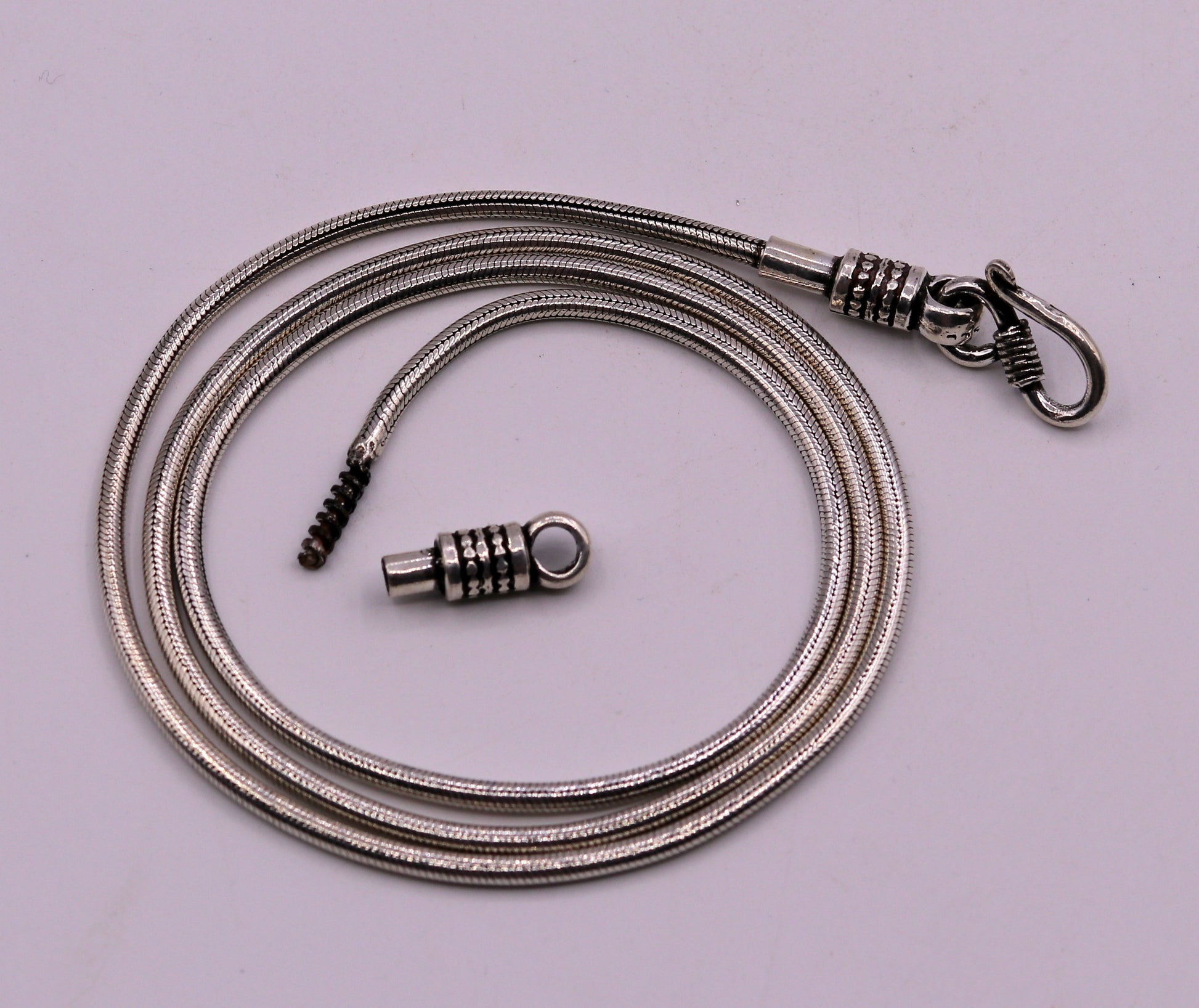 925 sterling silver vintage handmade Solid silver snake chain ,18 inches long screw chain solid antique pendant chain necklace jewelry ch43 - TRIBAL ORNAMENTS