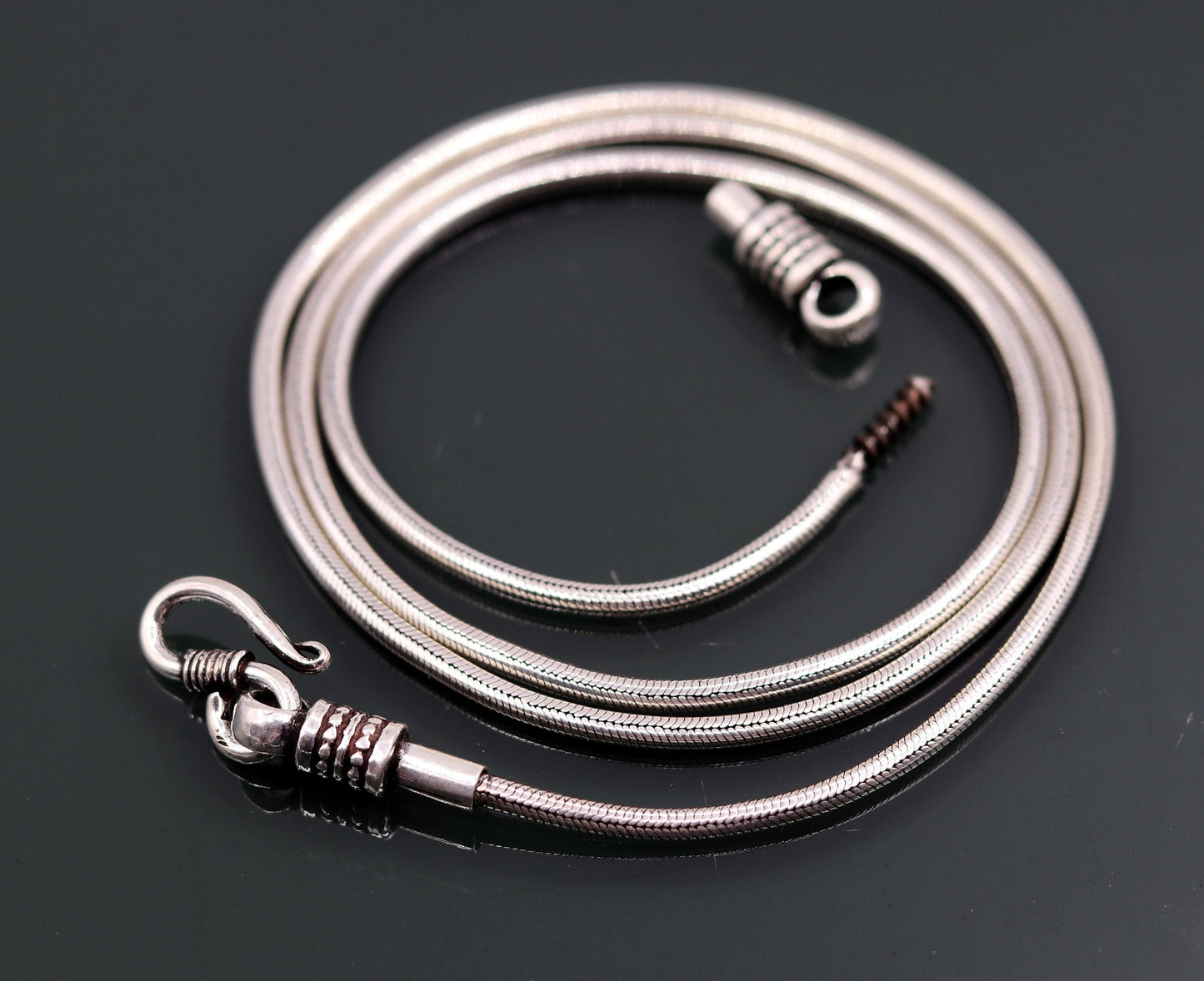 925 sterling silver vintage handmade Solid silver snake chain ,18 inches long screw chain solid antique pendant chain necklace jewelry ch43 - TRIBAL ORNAMENTS