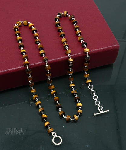 Exclusive color stone beaded necklace by TRIBAL ORNAMENTS, custom-made 925 sterling silver jewelry for women and girls, daily wear.