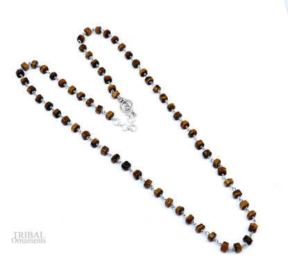 Exclusive color stone beaded necklace in 925 sterling silver, handmade by TRIBAL ORNAMENTS, perfect for daily wear and gifting.