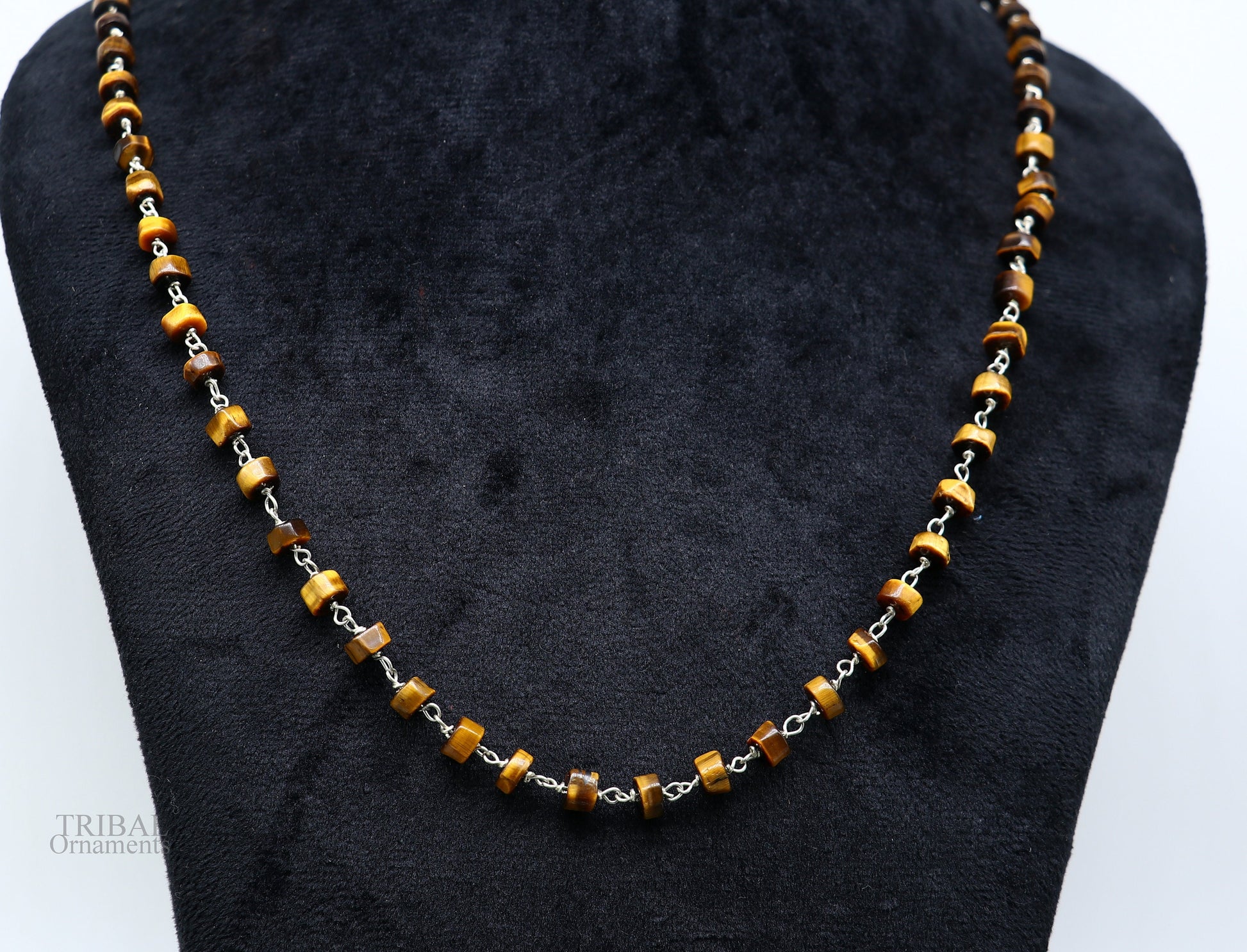 Exclusive color stone beaded necklace in 925 sterling silver, designed by TRIBAL ORNAMENTS for women and girls.
