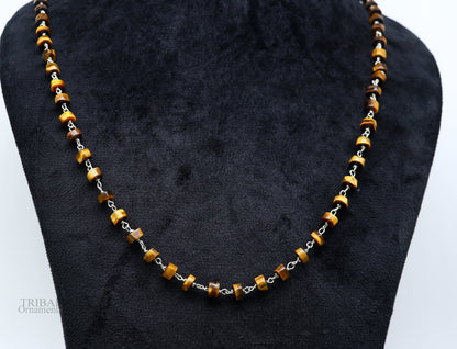Exclusive color stone beaded necklace in 925 sterling silver, designed by TRIBAL ORNAMENTS for women and girls.