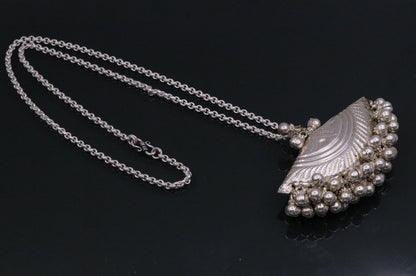 Handmade traditional design vintage antique design chain pendant necklace with hanging noisy bells tribal belly dance jewelry set95 - TRIBAL ORNAMENTS