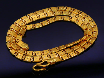 Indian handmade 22K yellow gold Nawabi chain necklace by Tribal Ornaments, unisex designer jewelry with intricate craftsmanship.