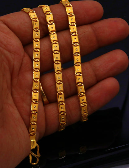 Indian handmade 22k yellow gold Nawabi chain necklace by Tribal Ornaments, unisex designer jewelry with intricate craftsmanship.