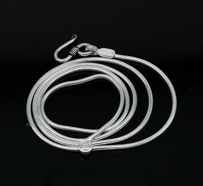 Sterling silver snake pendant chain necklace by Tribal Ornaments, featuring a handmade oxidized silver design in trendy jewelry style.