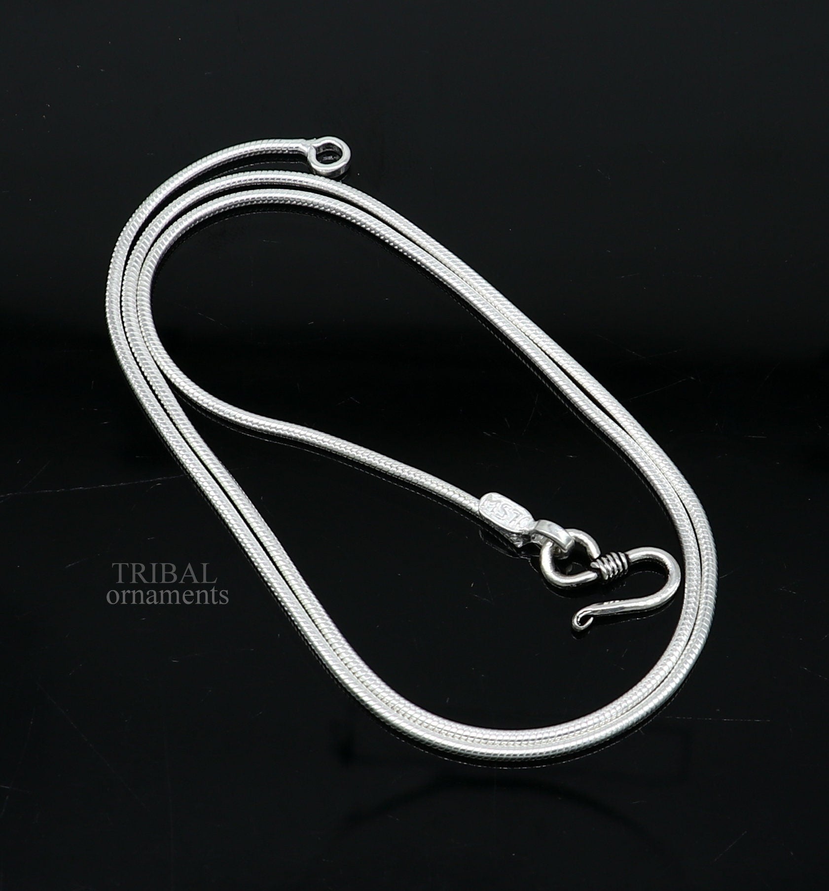 Solid sterling silver handmade snake chain pendant chain, necklace chain, oxidized silver chain trendy style jewelry ch141 - TRIBAL ORNAMENTS