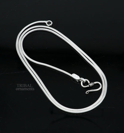 Solid sterling silver snake pendant chain necklace by TRIBAL ORNAMENTS, trendy oxidized silver jewelry with a sleek, handcrafted design.