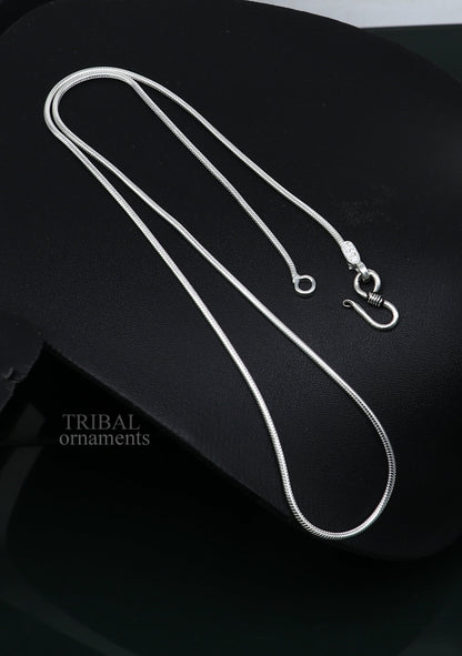 Solid sterling silver snake pendant chain necklace with handmade oxidized silver finish, trendy jewelry by TRIBAL ORNAMENTS