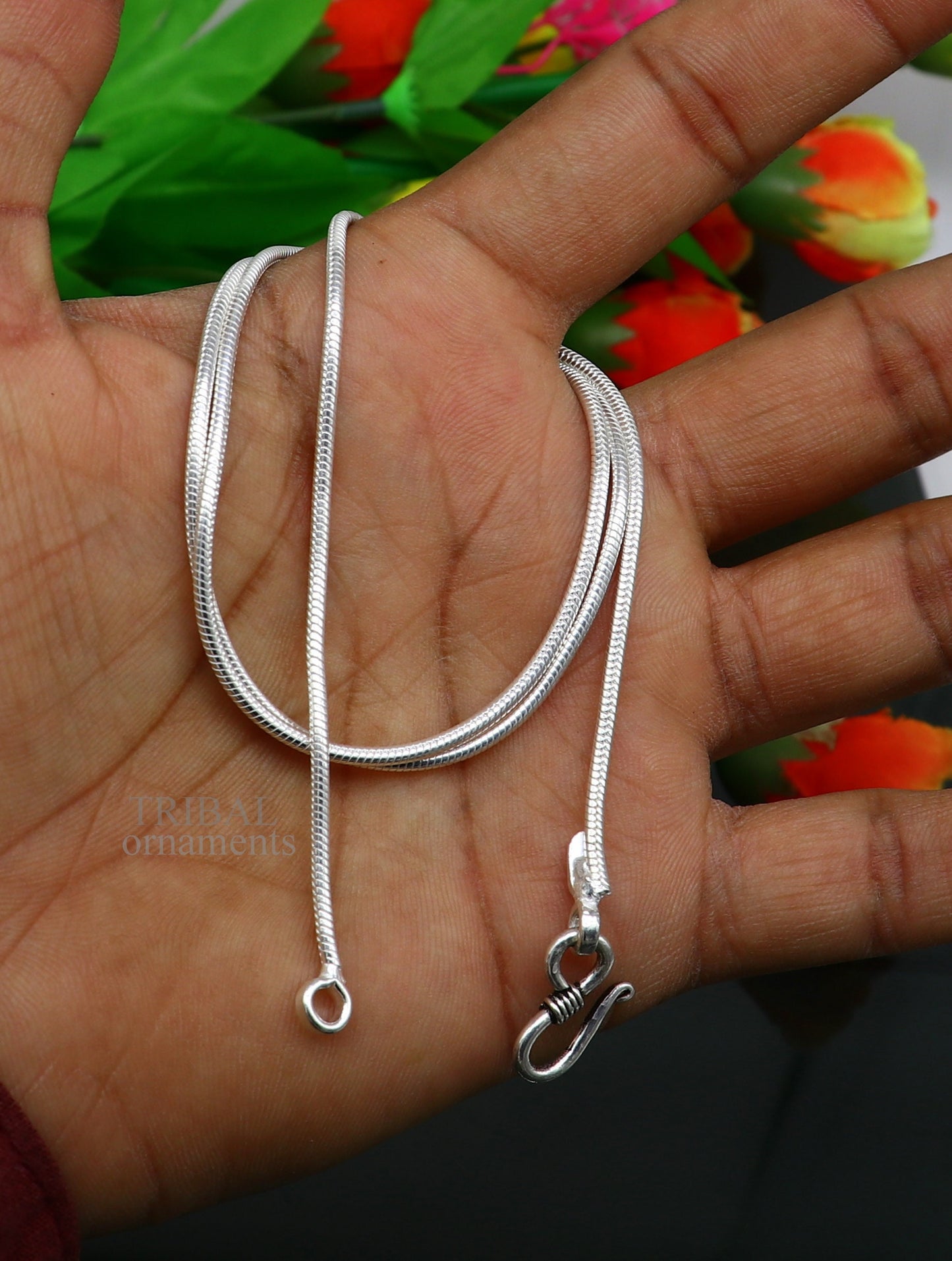 Solid sterling silver handmade snake chain pendant chain, necklace chain, oxidized silver chain trendy style jewelry ch141 - TRIBAL ORNAMENTS