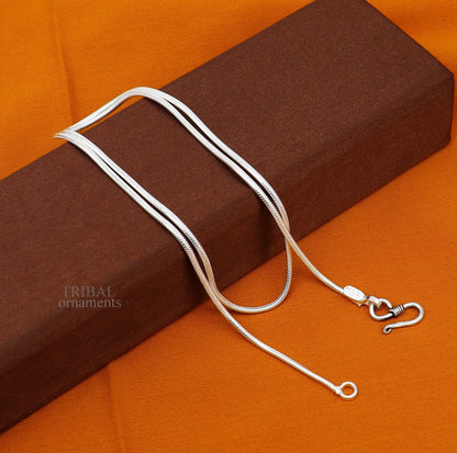 Solid sterling silver snake pendant chain necklace with oxidized finish, trendy style jewelry by TRIBAL ORNAMENTS.