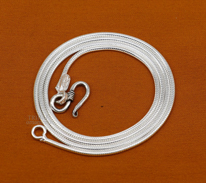 Solid sterling silver snake pendant chain necklace by TRIBAL ORNAMENTS, handmade trendy silver jewelry with oxidized finish