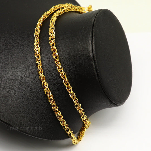 Stylish design Handmade 22karat yellow gold fabulous fox tail chain men's women's necklace unisex designer jewelry ch503 - TRIBAL ORNAMENTS