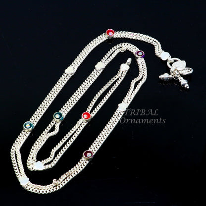 Vintage antique-style solid double strands baby belly chain by TRIBAL ORNAMENTS, unisex kids waist chain, kandora jewelry.
