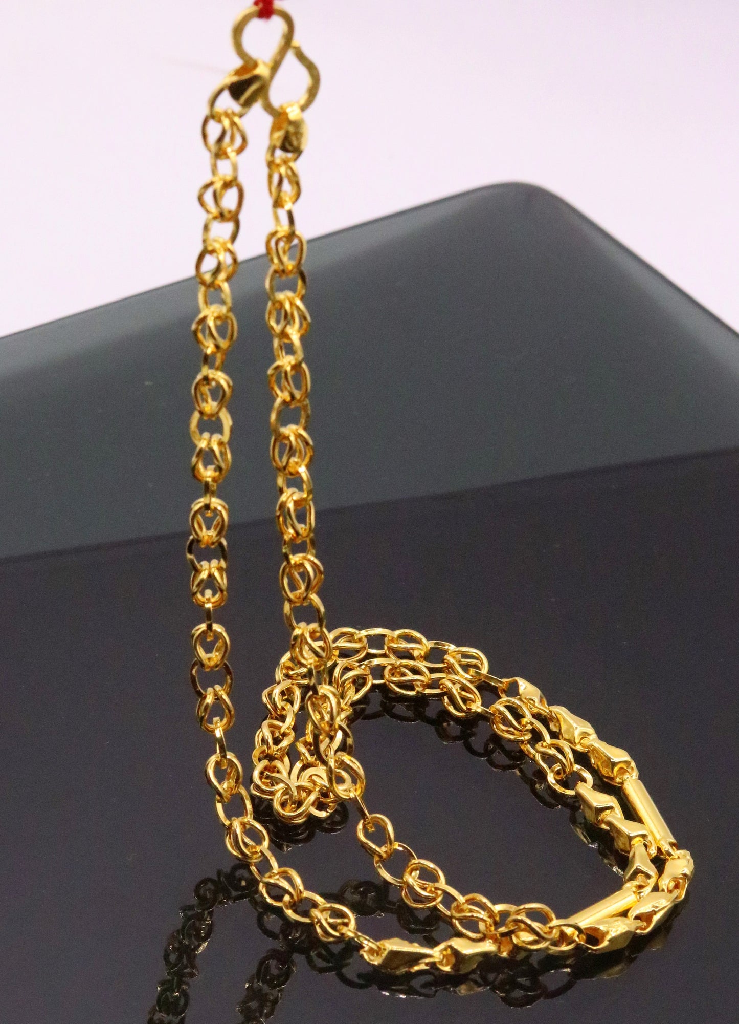 Vintage design handmade 22kt yellow gold fabulous link chain unisex gifting necklace chain with amazing design  ch187 - TRIBAL ORNAMENTS