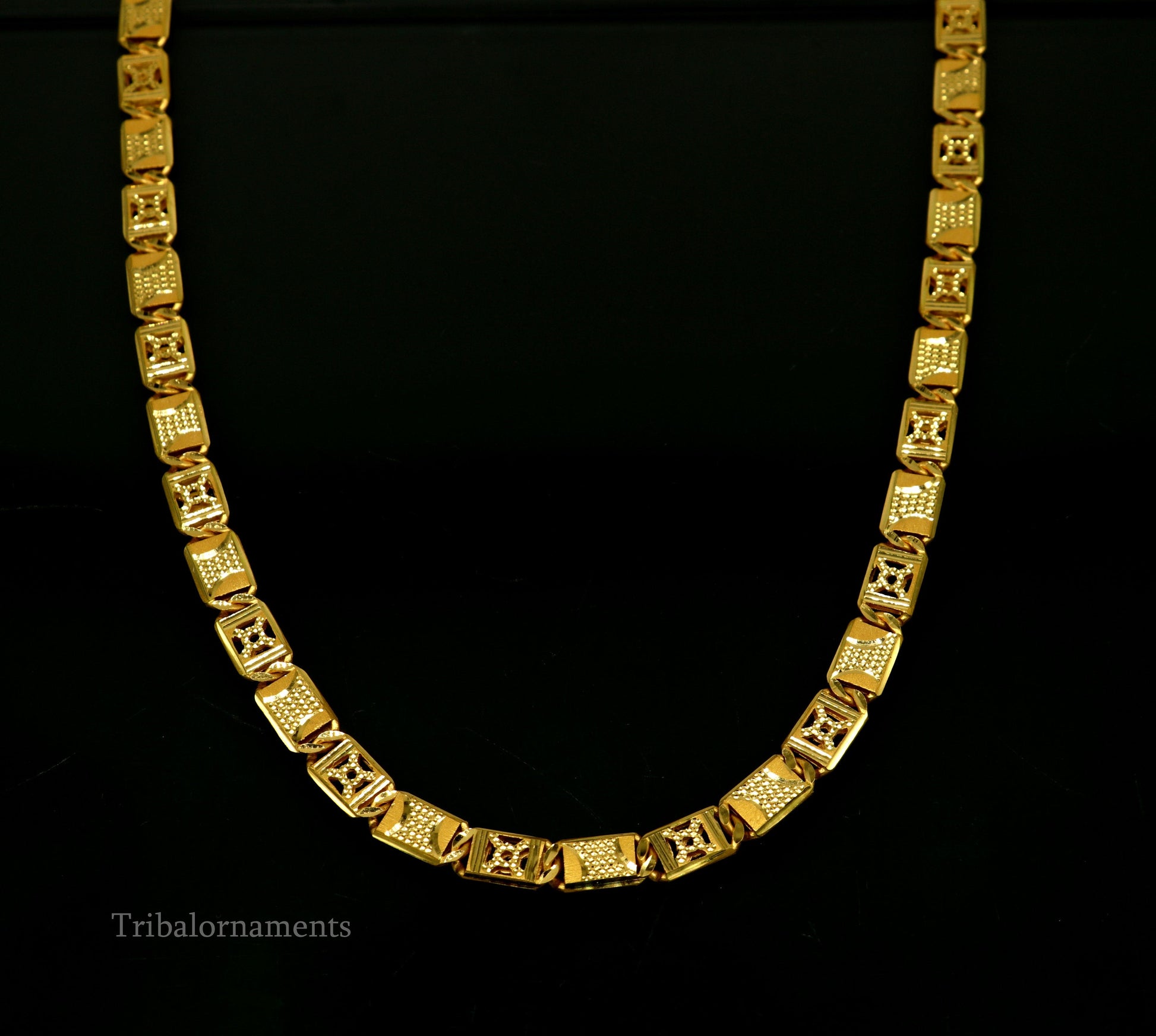 Vintage design Handmade Genuine 22 karat yellow gold gorgeous navabi chain stylish chain gifting royal jewelry from india ch259 - TRIBAL ORNAMENTS