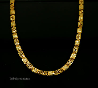 Vintage 22K yellow gold Nawabi chain necklace with intricate handmade royal design, unisex jewelry, hallmarked 916 from TRIBAL ORNAMENTS.